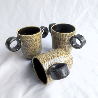 Small double-eared cup - Earth and Mist