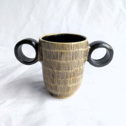 Small double-eared cup - Earth and Mist