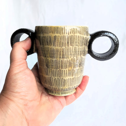 Small double-eared cup - Earth and Mist