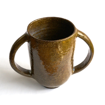 Large cup/mug with two handles - brown earth