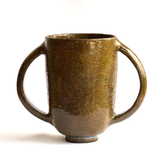 Large cup/mug with two handles - brown earth