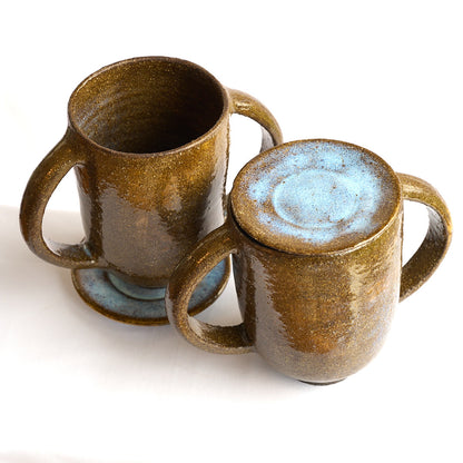 Large cup/mug with two handles - brown earth