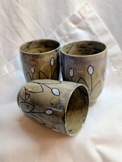 Petite tasse - Gris fleurs